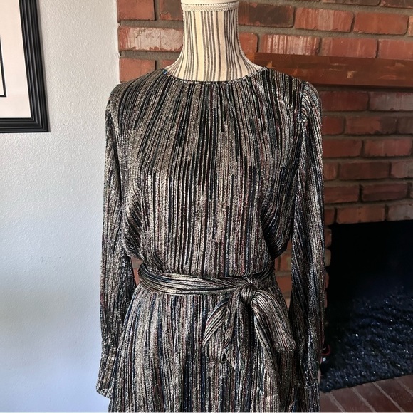 NWT Ramy Brook Jordan Long Sleeve Metallic Rib Mini Dress in Multi Sz XS - Picture 3 of 9